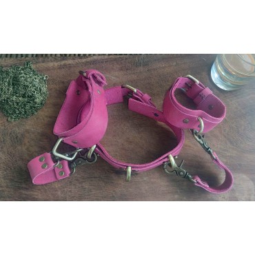 Leather Harness with Handcuffs